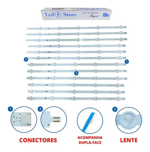 Kit 12 Barras de LED Compativel 50LN5400 50LN5700 50LA6200