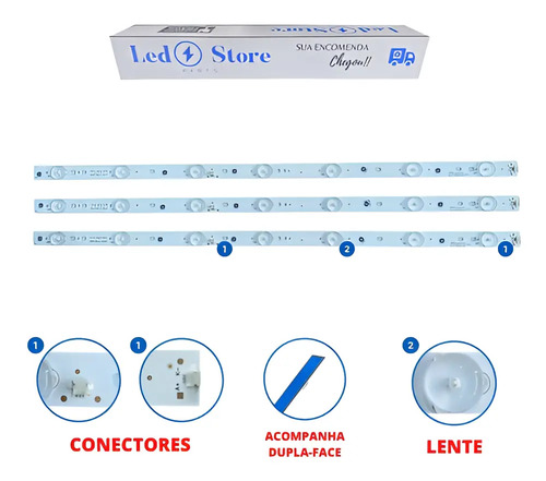 Kit 3 Barras de LED Pra TV PH28S63D PH28S63 6V Novo + NF